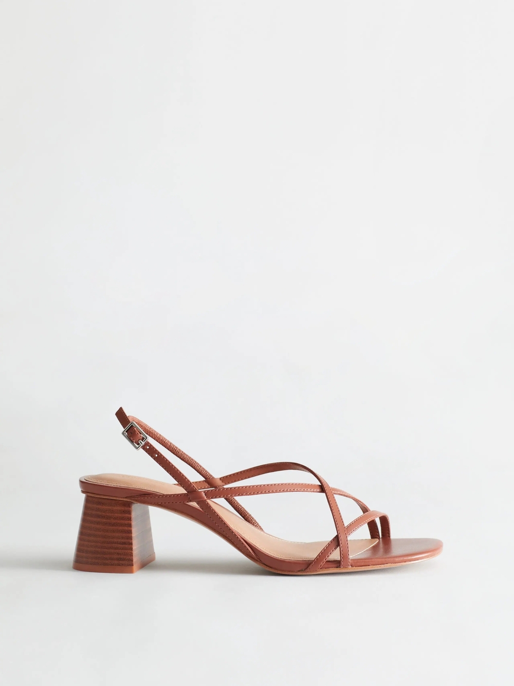 & Other Stories Brown Leather Strappy Block Heel Sandal